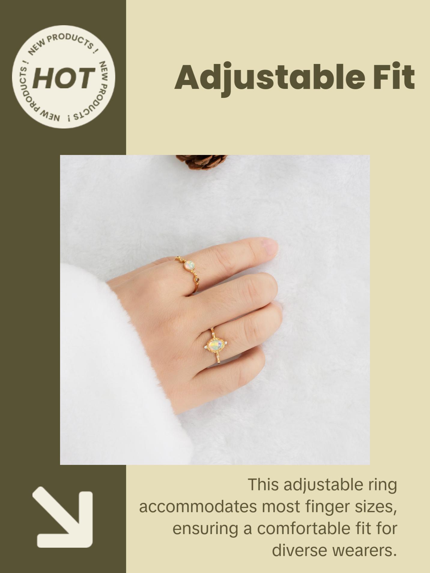 Opal Oval Cut Vintage Style Adjustable Ring