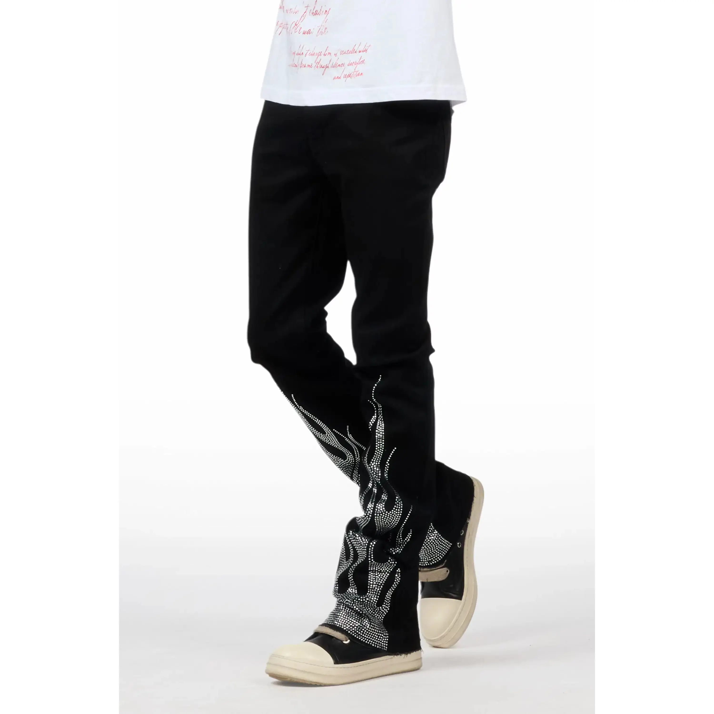 Samba Black/Clear Rhinestone Stacked Flare Jean