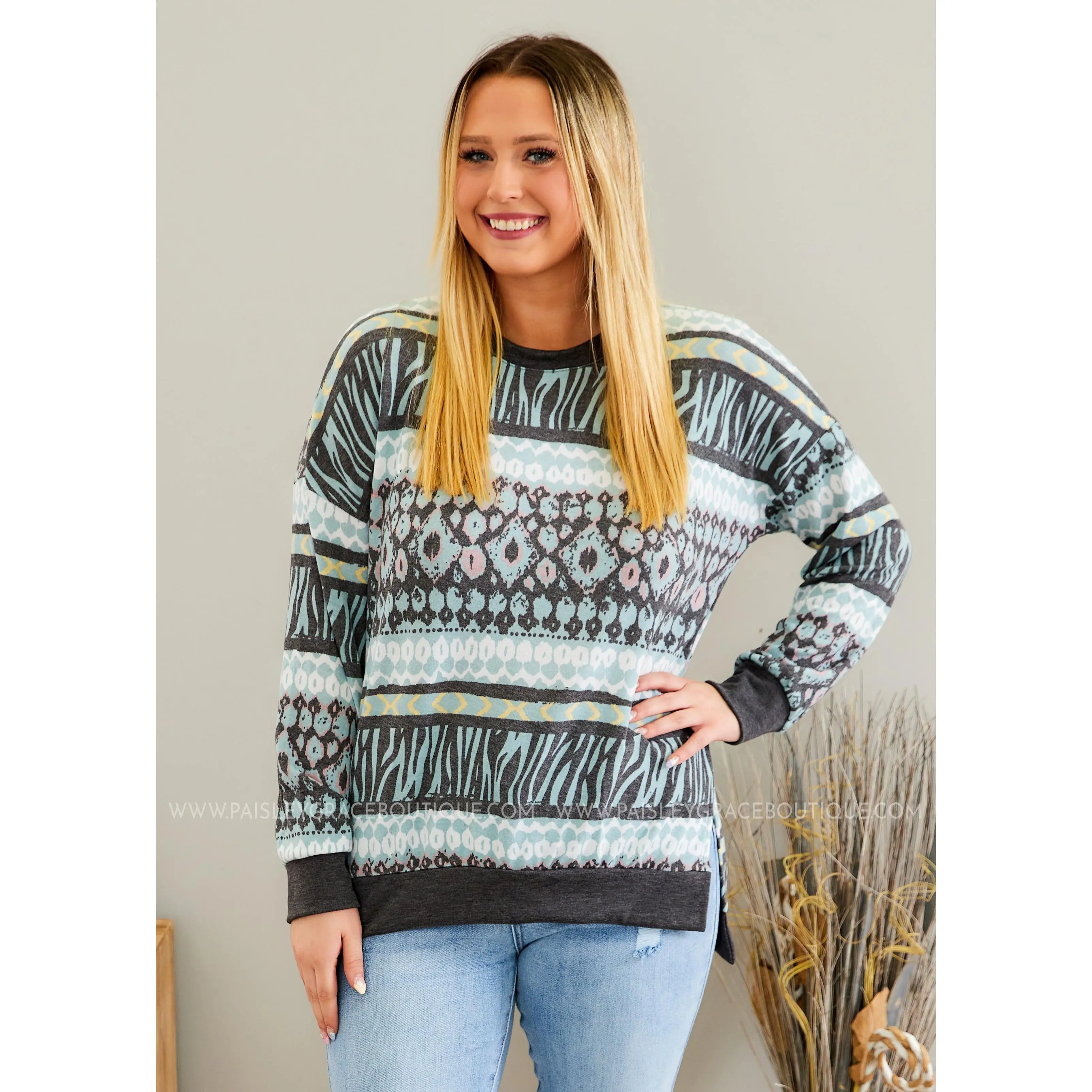 Warm Embrace Top - TURQUOISE  - FINAL SALE