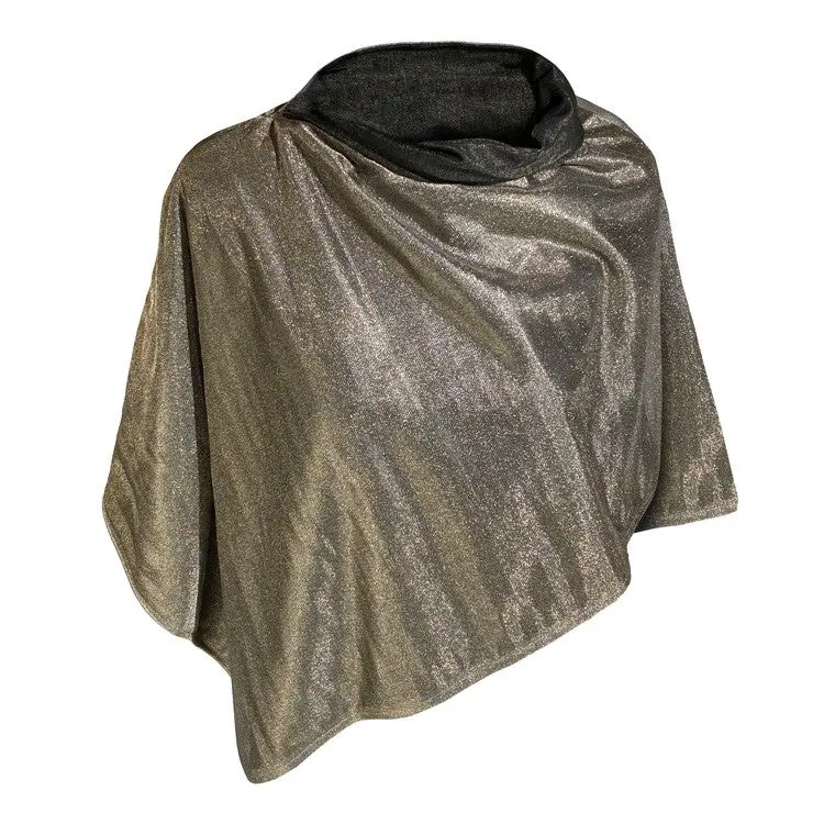 Reversible Silver Mesh & Black Jersey Modal Poncho