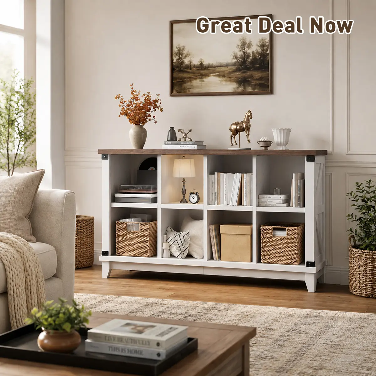 Raybee 6/8/9 Cube Storage Bookcase Organizer, Farmhouse Bookshelf, Cubby Display Shelves, Open Storage Shelf Racks,  3-Tier Wood Shelving Unit, Decor Shelves for Living Room, Dorm, Apartment, Bedroom, Home Office, Indoor Furniture