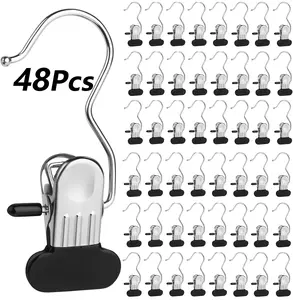16/30/48 PCS Stainless Steel Clothes drying tools Pins & Laundry Hanger Clips, Heavy Duty Metal Space-Saving Spinning Hangers for Closet Organizer, Pants, Socks & Towels