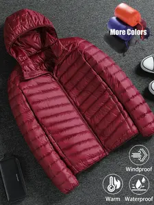Men's Casual Fashion Waterproof Windproof Warm Basic Hooded Down Jacket,versatile,durable,wrinkle-resistant lightweight outdoor sports jacket.Perfect for daily commuting,wilderness adventures,hiking,and fishing.Suitable for layering or wearing alone.Coats