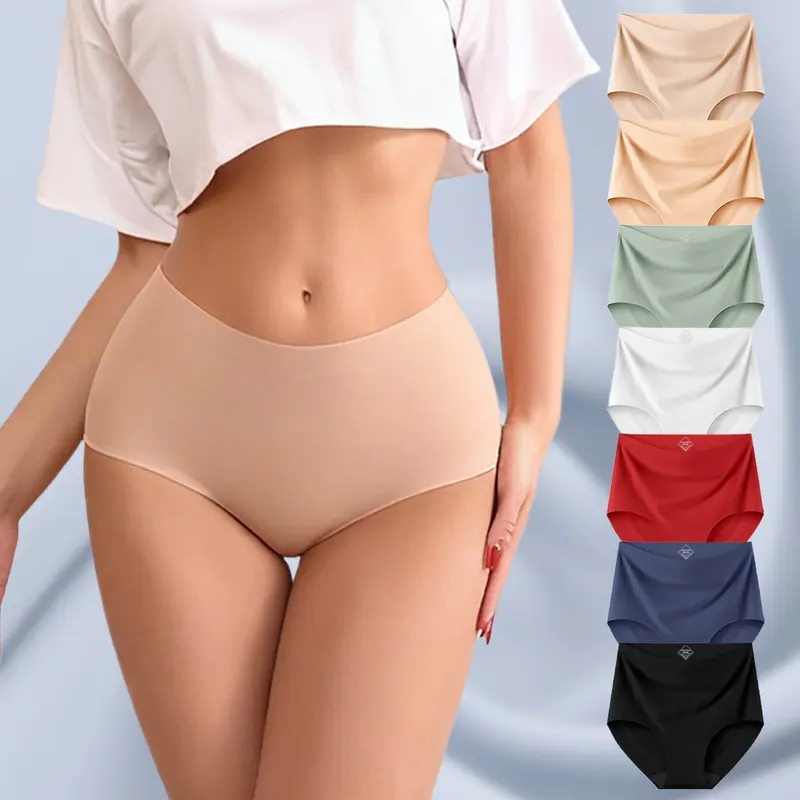 HICLOTH 7-Pack No-Show High-Waist Briefs - High Elasticity & Anti-Riding Up for Comfortable Everyday Wear Fashion Breathable Underwear Womenswear