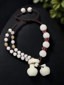 Natural Jade Adjustable Double Gourd Jade Bracelet, Natural Crystal Jewelry Accessory stone for luck