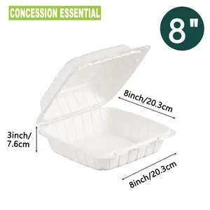 [30 Pack] 9X9&8X8inch  Disposable Flip Top Takeout Food Containers - Made of PP + Calcium Carbonatecake cooky