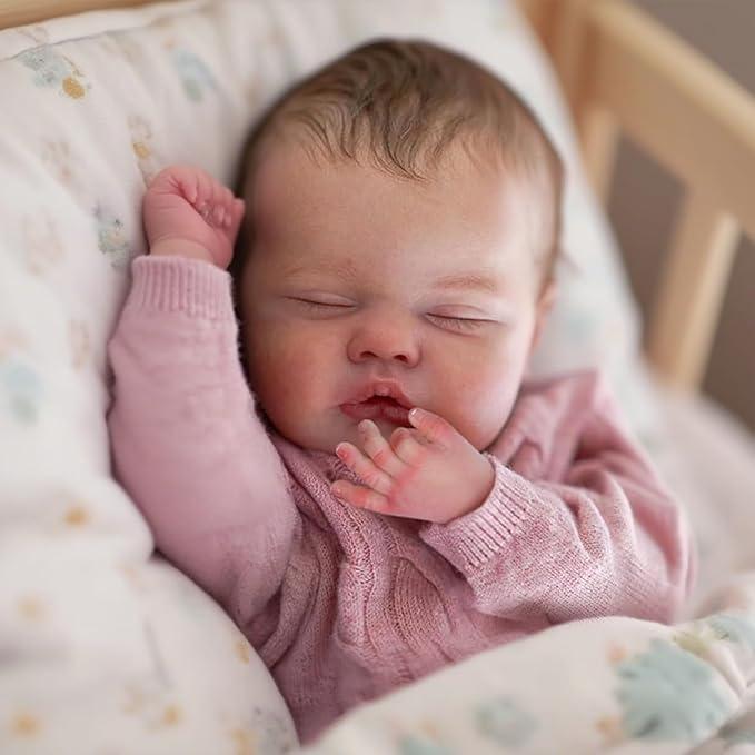 [WOOROY] Reborn Baby Doll New Released - Excellent Gift for Birthday Christmas Gift and New Year, 18 In Realistic Sleeping Newborn Girl Doll, Lifelike Doll with Weighted Soft Cloth Body, Handmade Gift Toy with Accessories Gift Toys for Kids 3+