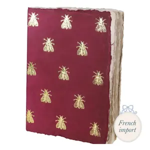 Parchment Paper Notebook with Golden Bee Pattern