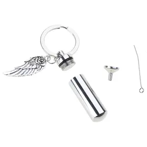 Angel Wing Urn Keychain Stainless Steel Memorial Ashes Jewelry Birthday Present