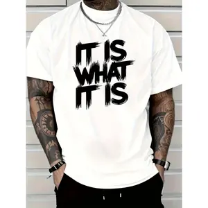 It Is What It Is Motivational Graphic Tee, Y2K Retro Streetwear T-Shirt, Inspirational Casual Top for Men