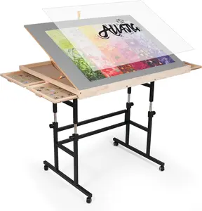 ALL4JIG 1500 Piece Jigsaw Puzzle Table with Legs,25"x34"Adjustable Puzzle Tables for Adults, 3-Tilting-Angle Portable Wooden Jigsaw Puzzle Board Portable with 4 Drawers & Cover Gift for mom,Mother's Day Gift