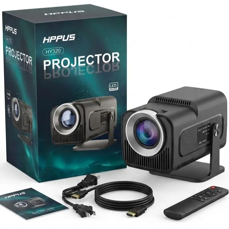 HPPUS HY320 LED Projector - Native 1080P Multimedia Theater with Remote Control and HDMI Cable