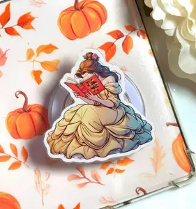 Aesthetic Yellow Princess Reading Book Magnetic Phone Grip, Fairytale Bibliophile Magsafe Kickstand, Trendy Belle Inspired Bookworm Gift For Her