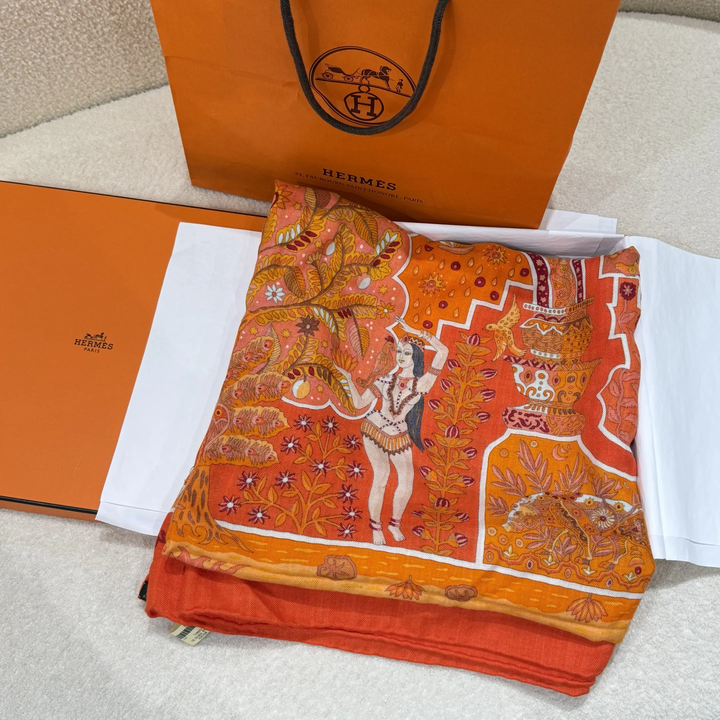 Pre-owned HERMÈS cashmere Bag accessories preloved hermes scarf 23995705 SH