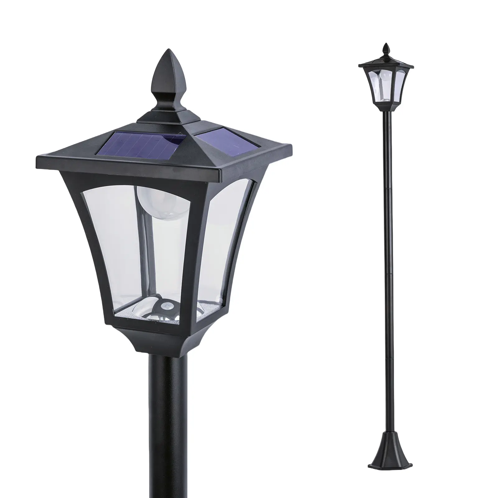 Home Zone Living Secure 68" Solar Outdoor Post Lamp - Decorative Dusk to Dawn Garden Light, Warm LED