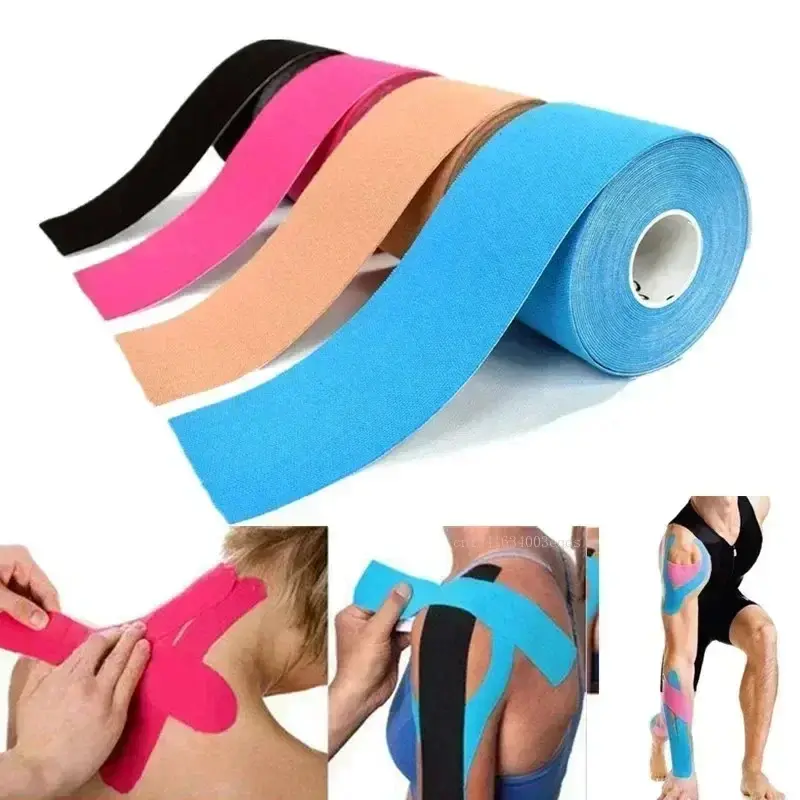 5M Breathable Cotton Kinesiology Sports Tape - Elastic Athletic Tape with Medical Glue, Unisex Convenient-to-Cut Adhesive Roll for Adults, Non-Restrictive Muscle Support, Knee/Elbow Injury Care, Fitness for Everyone