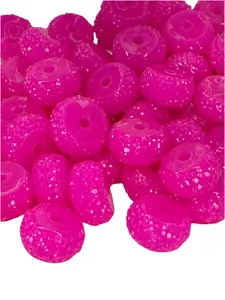R60- (10PCS) 12mm FUCSHIA Round Rondelle Style Spacer Plastic/Acrylic Beads for DIY