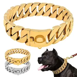 32mm Extra-Thick StainlessCuban necklace bracelet Chain for DogDesian with Secure Double Lock -PerfectAccessory for Your Pooch's Everyday Style& Special Occasions Collars Pet Gear