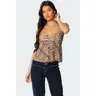 Tiger Printed Mesh Babydoll Top
