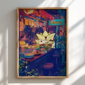Togepi Ramen Poster | Japanese Anime Wall Decor
