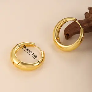 [Gold Plated Hoop Earrings] 18K Gold Plated Elegant French-Inspired Hoop Earrings for Women |   Nickel-Free Copper, Perfect for Casual Attire & Gifting