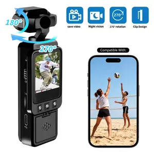 Action Camera, 270° Rotatable Video Camera with 1.54 Inch Screen, 6X Digital Zoom, Color Night Vision for Cycling, Skiing, Climbing Vlog Shooting