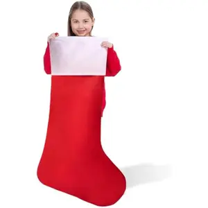 43" Jumbo Christmas Stockings, Soft Giant Xmas Decor, Personalized Red Christmas Felt Stockings for Kids Adults Family Xmas Party Decorations Gifts