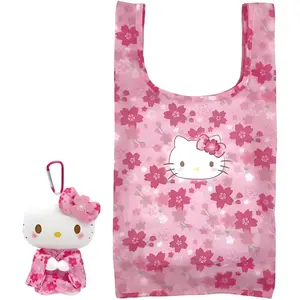 Sanrio Hello Kitty Collapsible Shopping Bag with Plush Keychain for Couples