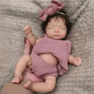 10 Inch Full Body Solid Silicone Reborn Girl Doll With 3D Painted Skin Rooted Hair Handmade Flexible Waterproof Newborn Girl Doll Toys