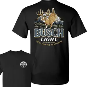 Limited Busch Light Deer Label double-sided shirt, a must-have T-shirt Casual Regular Fit Short Sleeve Crewneck Cotton