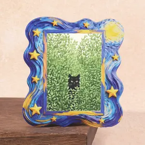Mini Starry Style Photo Frame Refrigerator Magnet, Cute Cat Print, Kitty, Animal Fridge Magnet, Home Decor, Great Holiday Gift