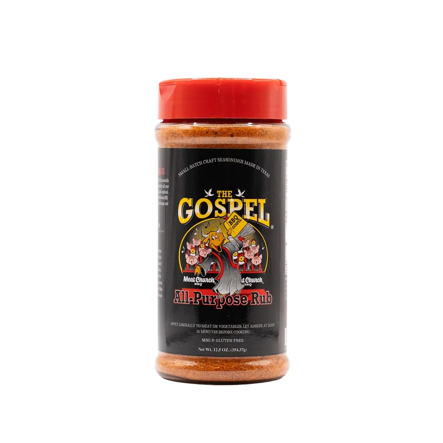 Meat Church The Gospel All Purpose BBQ Rub 12.5 oz Premium Texas BBQ Seasoning for Brisket Steak Chicken Pork Vegetables Gluten Free No MSG