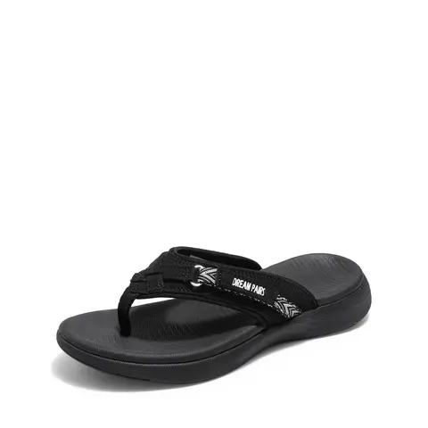 Dream Pairs Women's Comfort Open-Toe Anti-Slip Support MD Design Wave Pattern Beach Slip-On Sandals, Women's Walking Shoes, Home Wear Flipflop, Flip Flops Flats for Pool & Loungewear