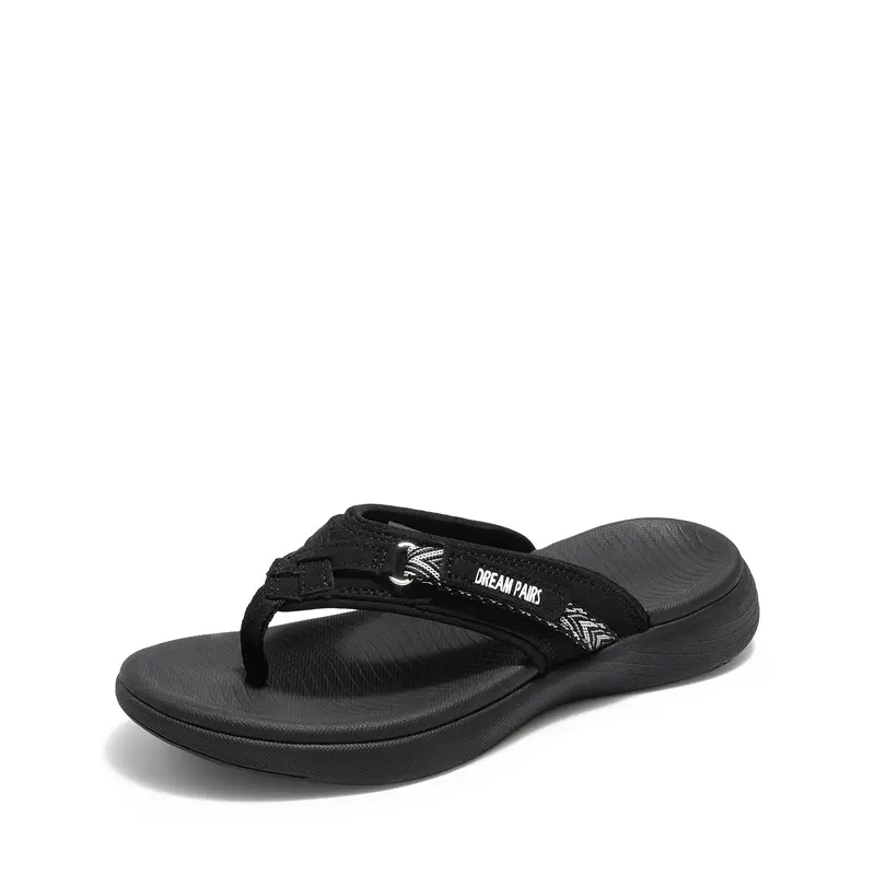 Dream Pairs Women's Comfort Open-Toe Anti-Slip Support MD Design Wave Pattern Beach Slip-On Sandals, Women's Walking Shoes, Home Wear Flipflop, Flip Flops Flats for Pool & Loungewear