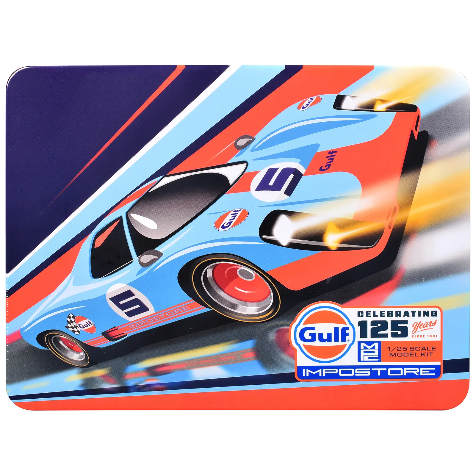 Skill 2 Model Kit Gulf Racing Impostore with Collector Tin 1/25 Plastic Model by MPC