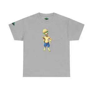 Alien Graphic Tee | Unisex Heavy Cotton T-Shirt, Fun Casualwear, Gifts for Sci-Fi Lovers, UFO Enthusiast Apparel, Unique Statement Shirt