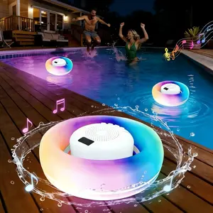 Waterproof Bluetooth-compatible Speaker Floating Pool Bathroom Outdoor Universal RGB Lights 10 Modes Wireless Hands-Free Call Portable Audio