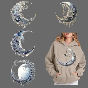 Full Moon Star Pattern DIY Iron-on Transfer Sticker, 6 Counts/set Washable Heat Press Decals for T-shirts, Jeans & Backpacks, DIY Craft Decorative Supplies, DIY Kit