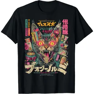 Casual Round Neck Shortsleeve Fashion Cotton Graphic Tees Streetwear Cyberpunk Retro Techwear Manga Anime T-Shirt