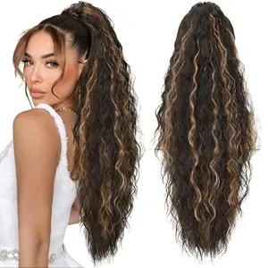 30 inch Long Ponytail Extension Claw Clip in Ponytail Soft Wavy Curly Clip in Hair Extensions for Women Girls Daily Wear Ponytail Synthetic Hairpieces