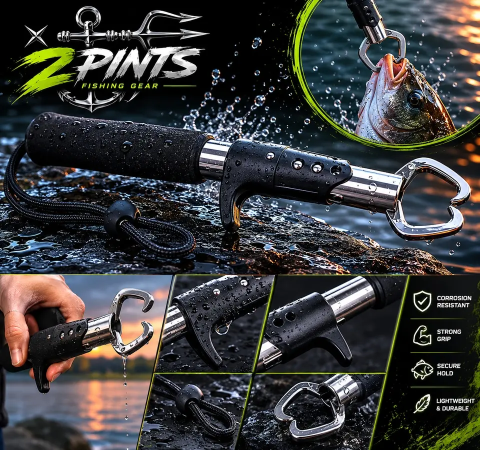 Fish Lip Grabber - Pull Trigger -  Soft Grip Handle - 55 Lb Limit