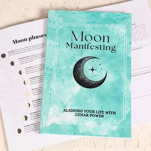 Aiiman 80 Pages A5 Moon Manifestation Diary, Comprehensive Lunar Phase Guide, Professional Use, Personal Office, Gift Suggestion Card Layout