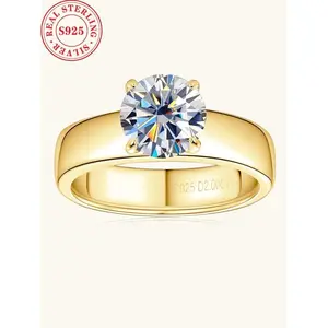S925 Sterling Silver Synthetic Moissanite Ring, Solitaire Ring, Luxury Engagement Ring for Women, Fashion Jewelry Accessories for Party, Trendy All-match & Exquisite Jewelry for Birthday Gift
