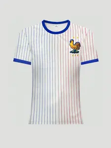 New French team men's and youth jerseys with the French cock emblem, red, white and blue vertical stripes football culture shirts, essential items for football fans Sport Jersey - vintage French team jerseys