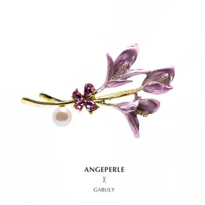 ANGEPERLE Freshwater Pearl Alloy Corsage 7-8mm （TSXY044）