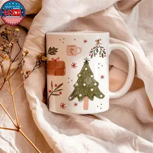 [Sale off up to 50%] Cozy Christmas Mug with Watercolor Ornaments, Perfect Gift Idea for Christmas, Winter Mug for Holiday, Santas Secret Gift for Her