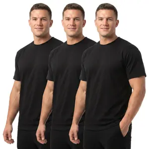 3 Pack Men's 100% Cotton Heavyweight T-Shirts Premium Quality Crew Neck Rib Reinforced Neckline Short Sleeve Ideal for Customized Personalized Printing Relaxed Fit Tee Regular Big & Tall S-3XL Breathable Casual Athletic Sports Summer Tops Activewear Tee