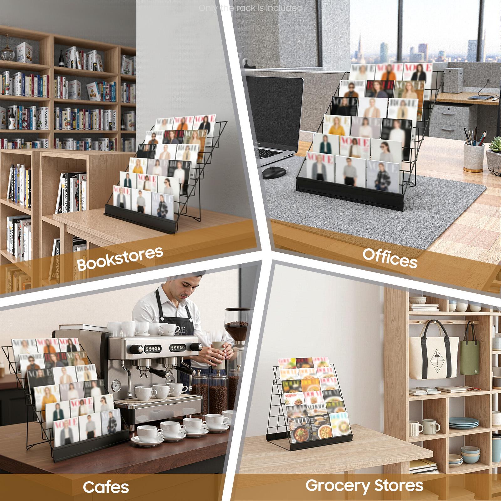 6 Tier Tabletop Book Rack 44lbs Capacity for Magazines Records Office Home