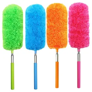 4 Pack Microfiber Feather Duster Set, Extendable Handle & Bendable Head, Washable Cleaning Tool for Office Car Computer Furniture Sofa Photo Frame