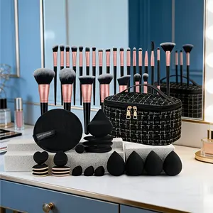 47pcs All-in-One Makeup Brush Set — Complete Multi-Functional & Foundation Brushes with Travel Case, Perfect Christmas Gift for Makeup Lovers